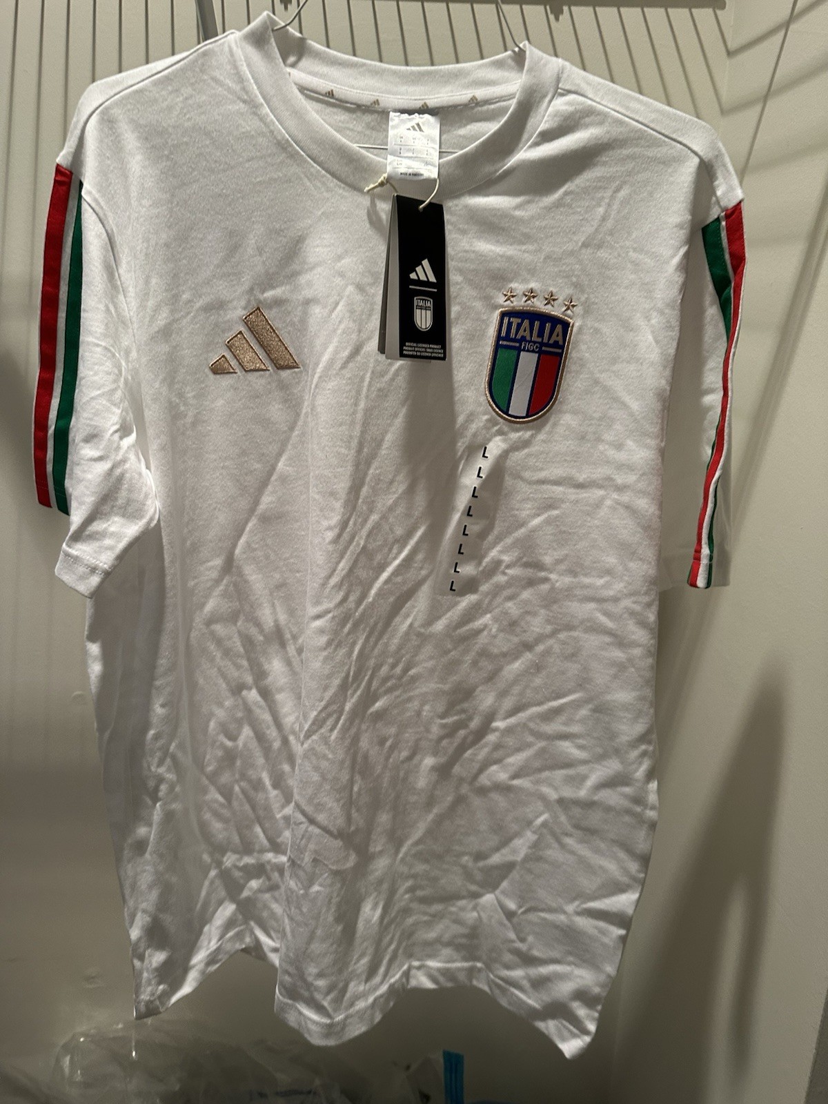Italy FIGC Adidas 2026 DNA Cotton T-Shirt Tee Soccer Football Italia NWT Large