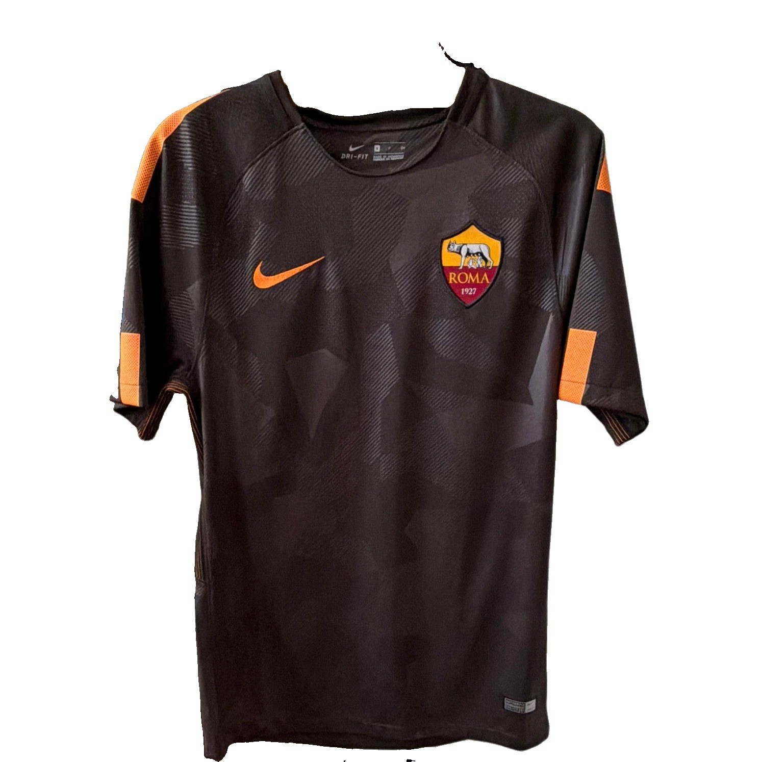 Nike Dri-FIT AS Roma Soccer Jersey 2017-2018 Shirt Black Orange Size S (Small)