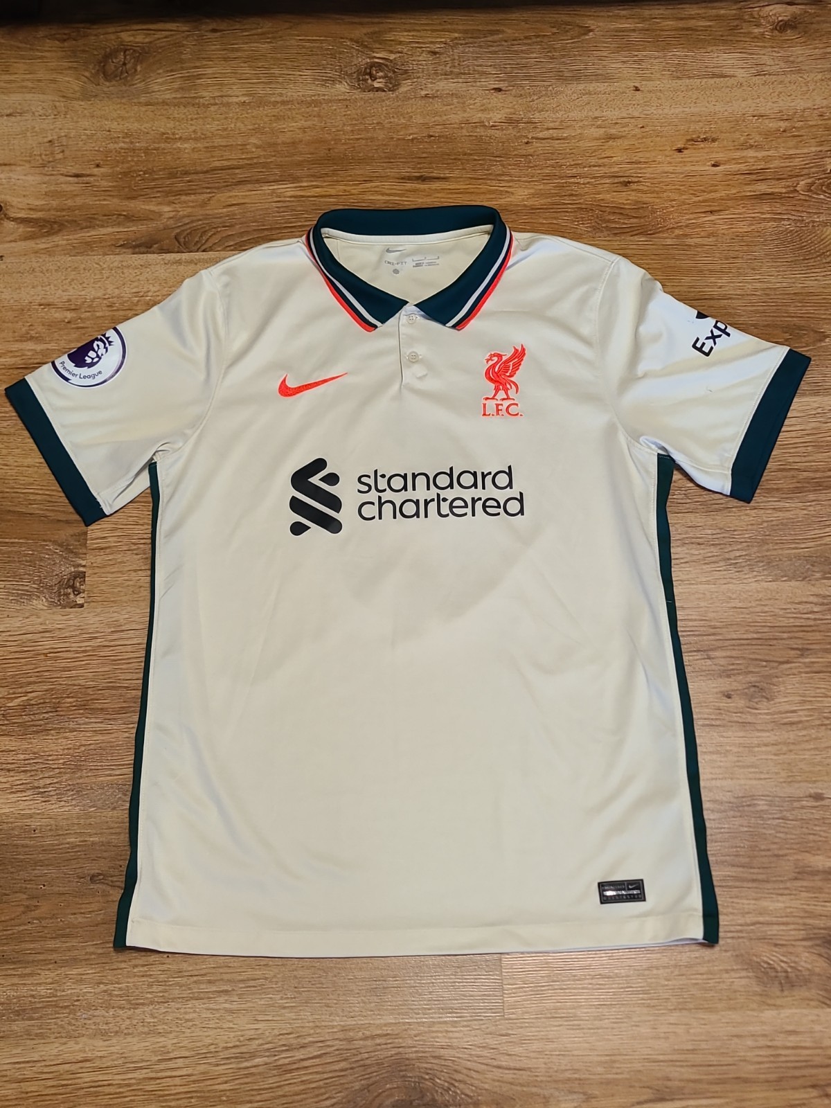 Nike Liverpool FC 2021-22 Away THIAGO #6 Football Soccer Jersey Large Cream READ