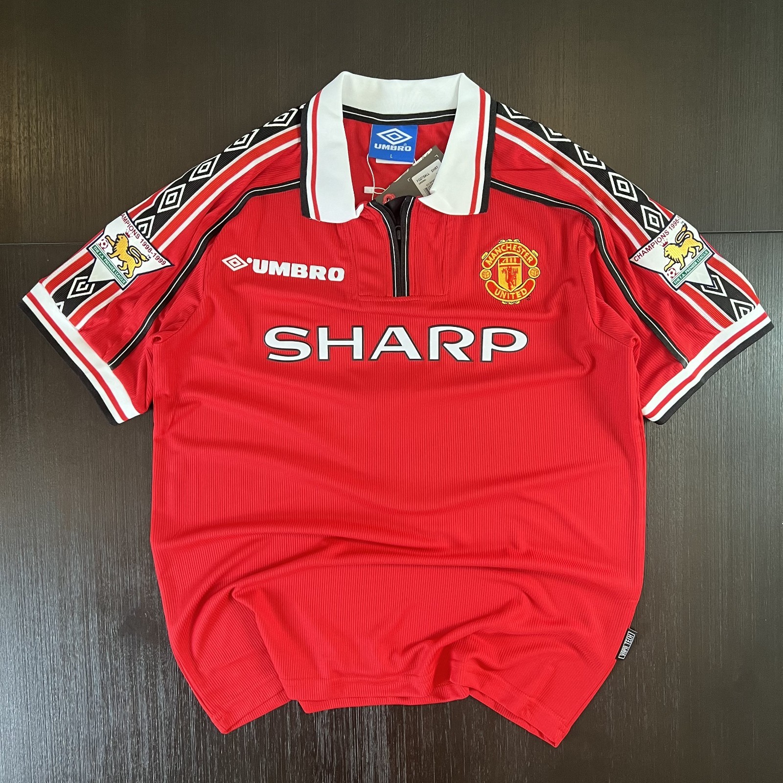 David Beckham #7 Manchester United 1998-1999 Home Jersey, Short Sleeve – LARGE