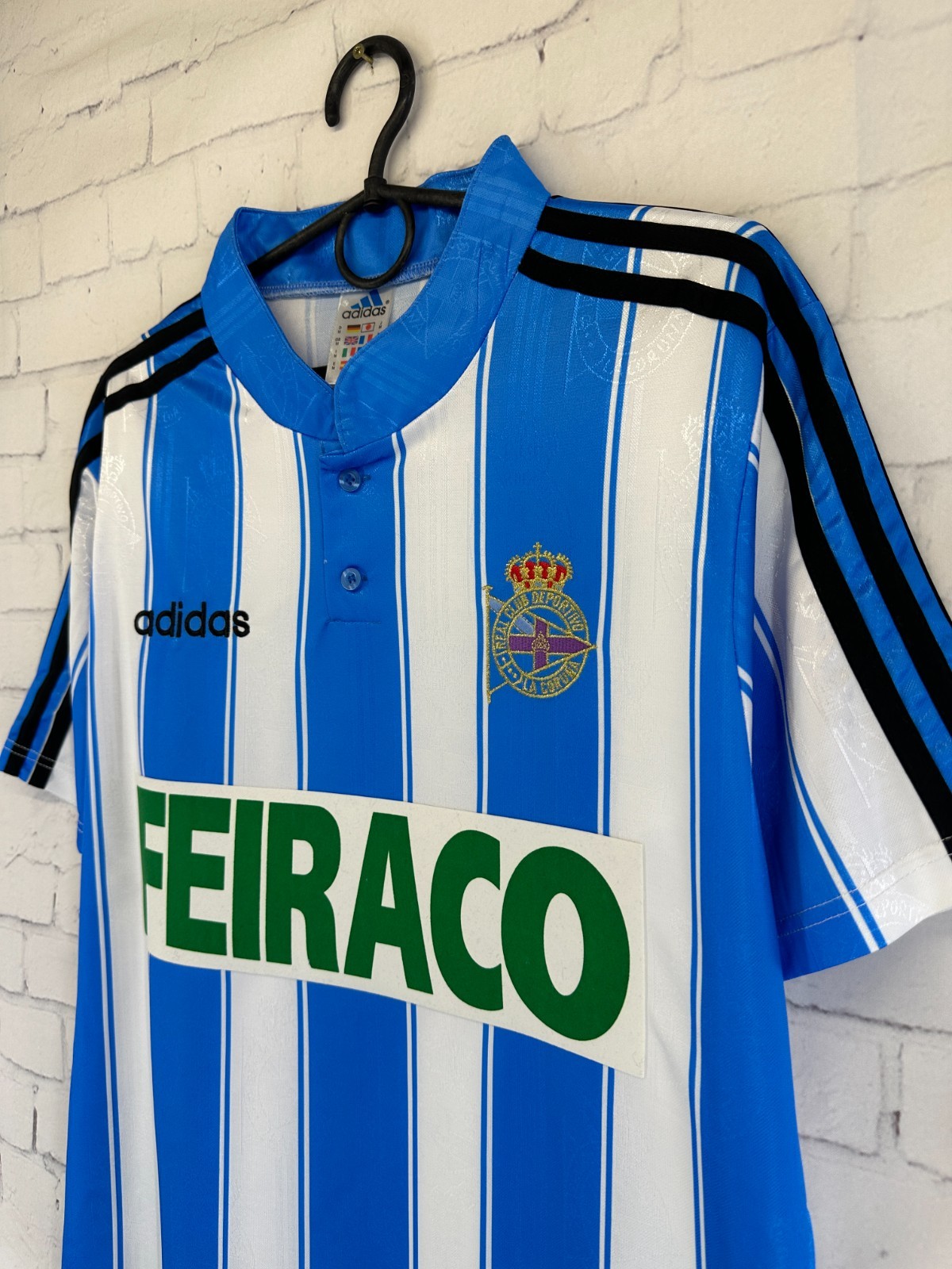 REAL CLUB DEPORTIVO 1996 1998 RETRO VINTAGE SOCCER FOOTBALL SHIRT JERSEY HOME