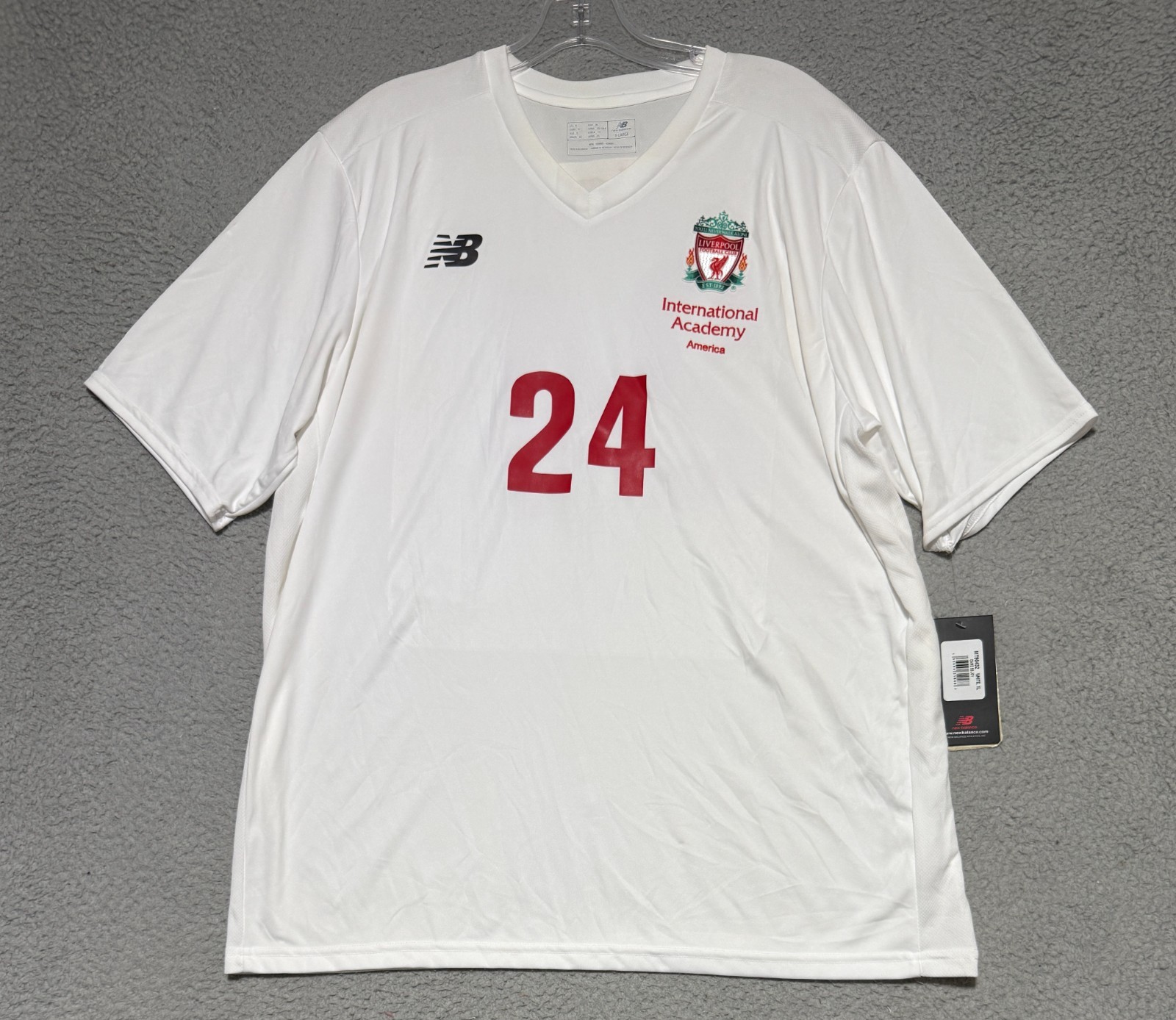 New Balance dry Liverpool FC International Academy # 24 Jersey Mens XL White NEW