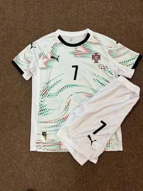 Portugal Ronaldo #7 Youth Away Jersey + Short Set Portugal Kids Soccer Kits