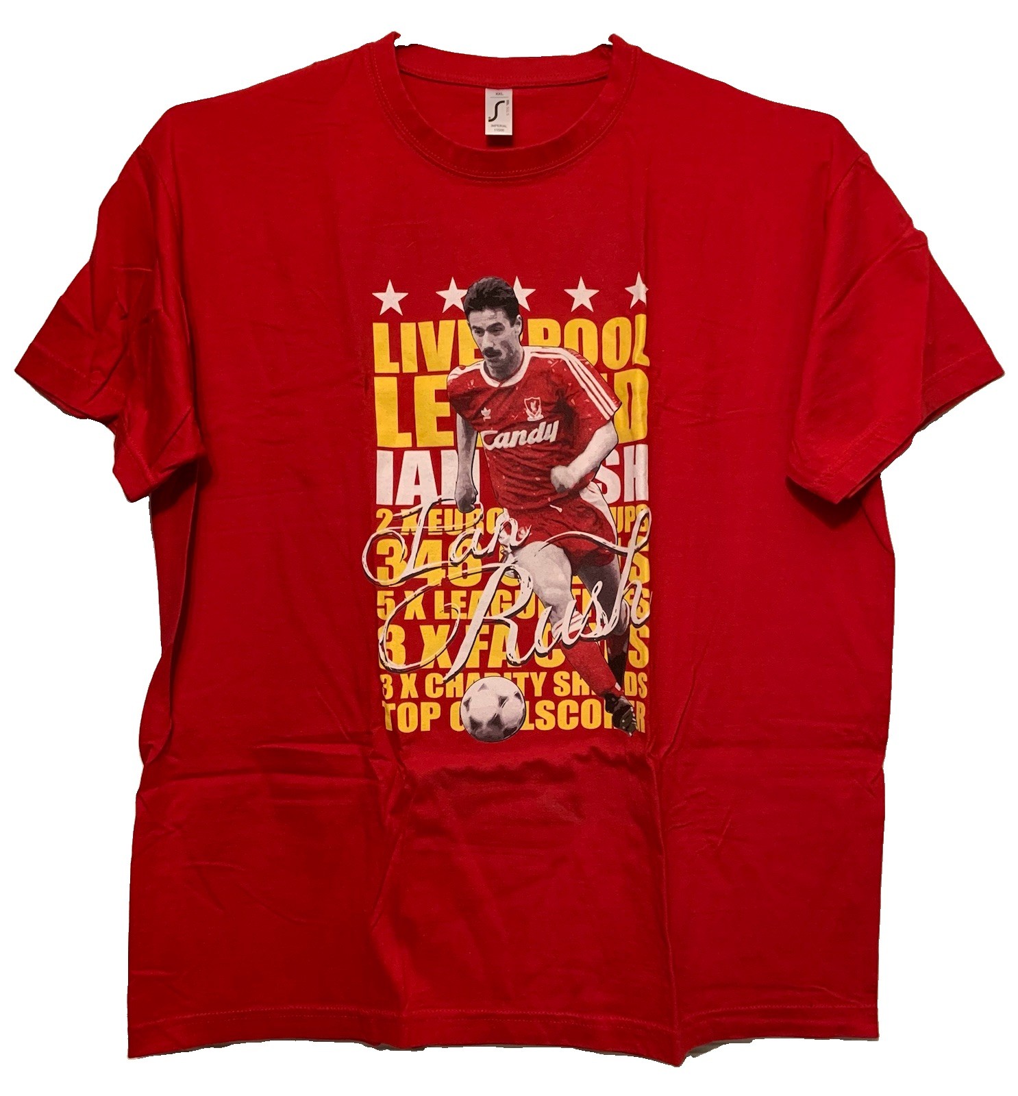 Liverpool Football Club Ian Rush T-Shirt Men’s XXL Vintage Career Stats Graphic