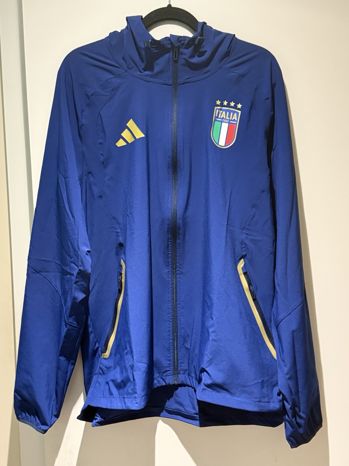 Italy 2026 Travel Windbreaker Hooded Jacket Football Soccer Italia FIGC 3XL XXXL