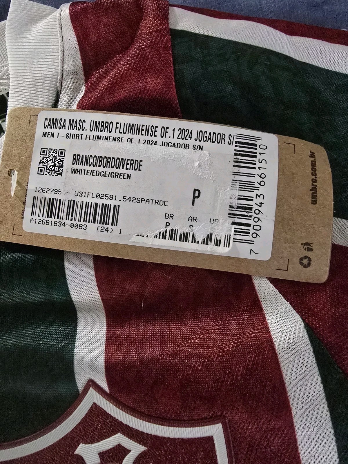 Fluminense FC Umbro Blank Jersey 2024 Maroon Green Futbol Soccer Mens Size Small