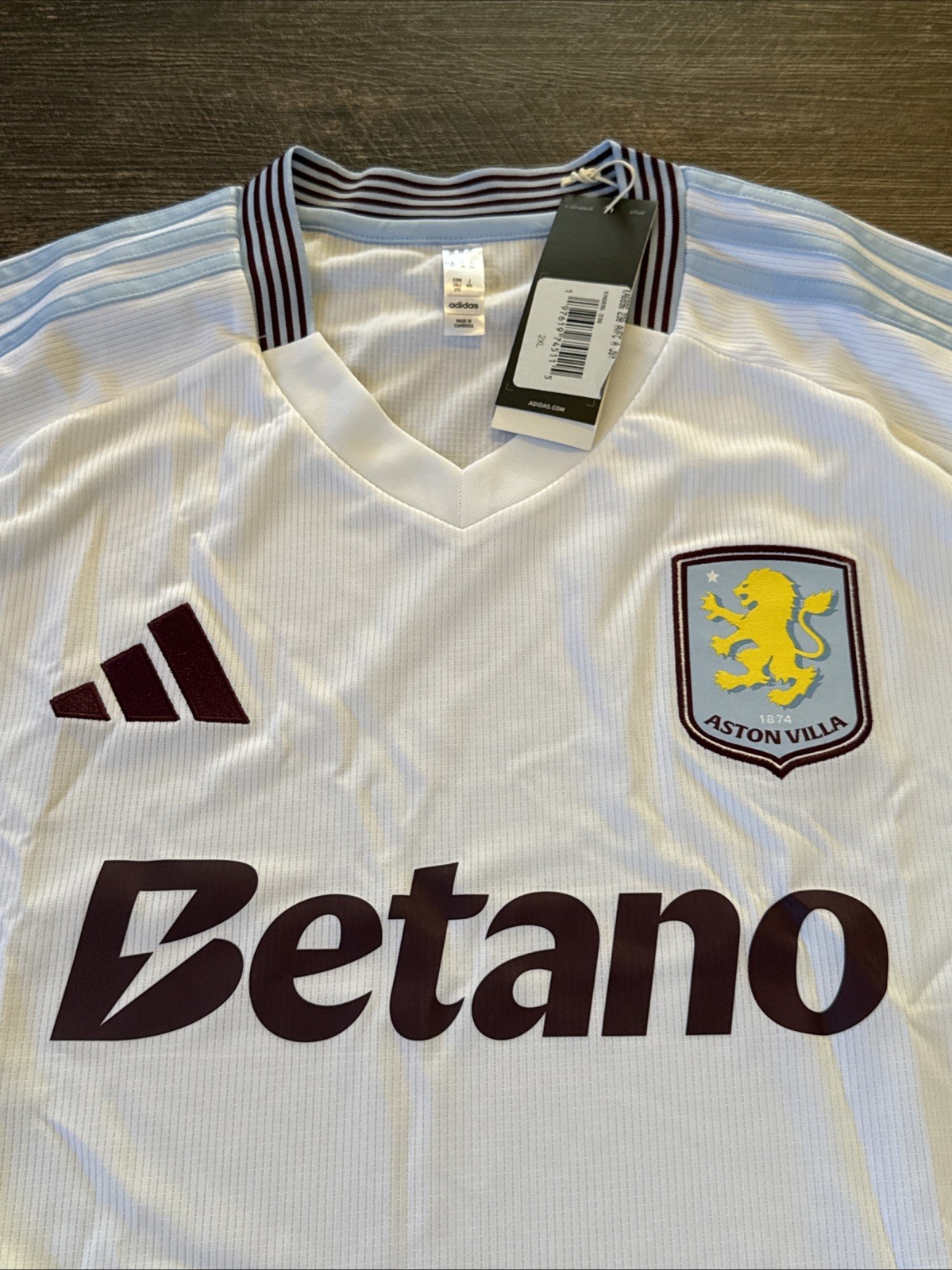 2024-25 Adidas Men’s Aston Villa Away White Soccer Jersey XXL 2XL