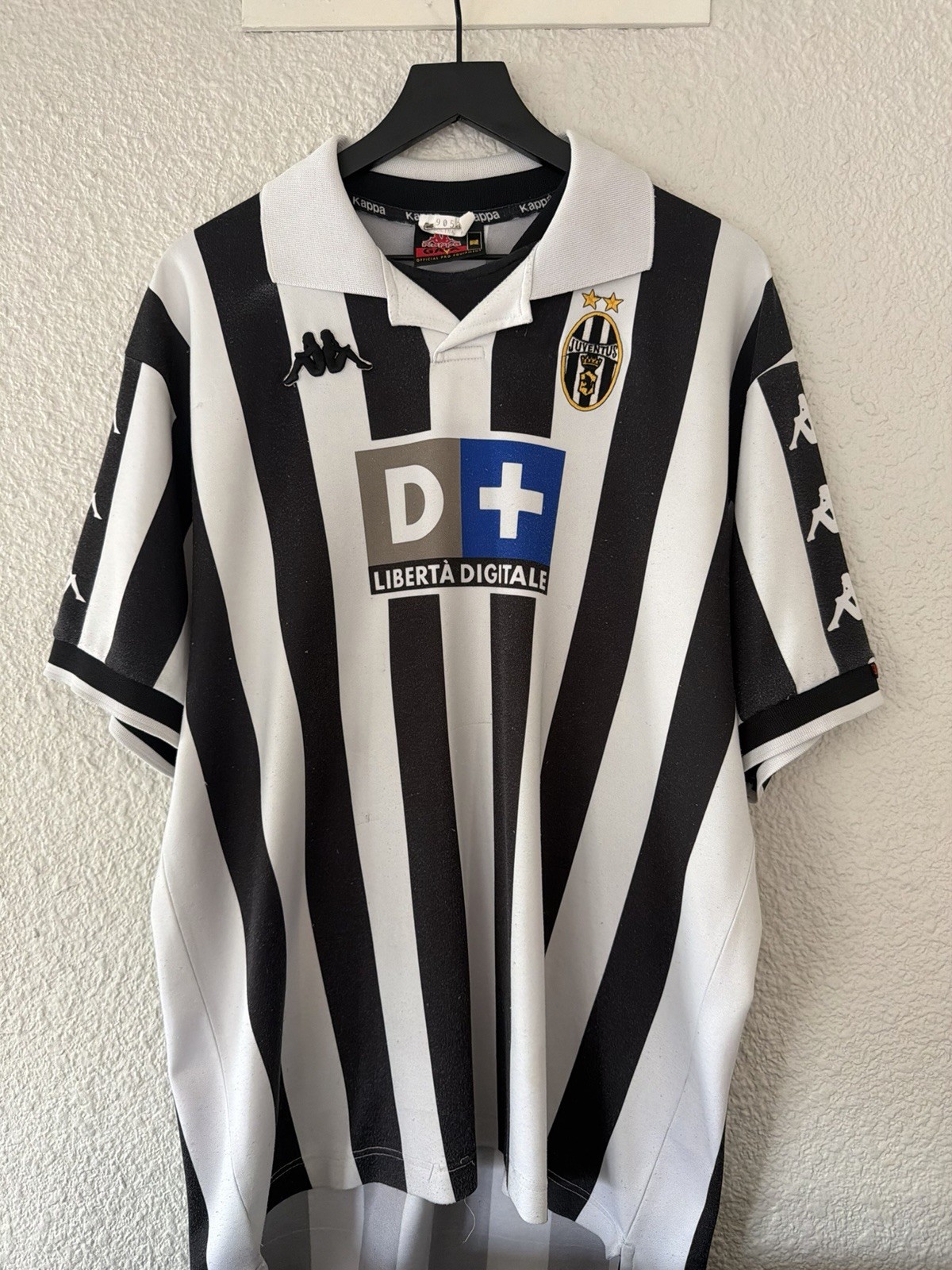 Kappa Juventus Zidane #21 Men’s Soccer Jersey Black/White Striped Size XXL