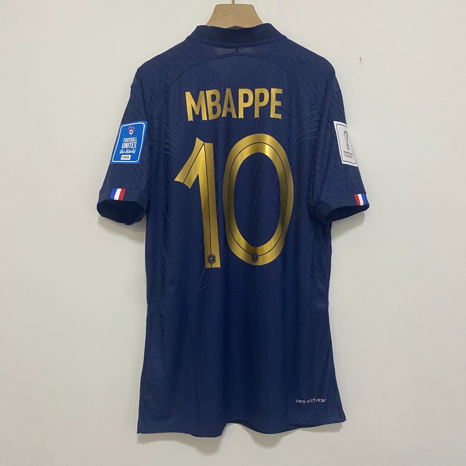 Mbappe 10 France Jersey 2022 Blue Size L Retro Football Home SS Player Version