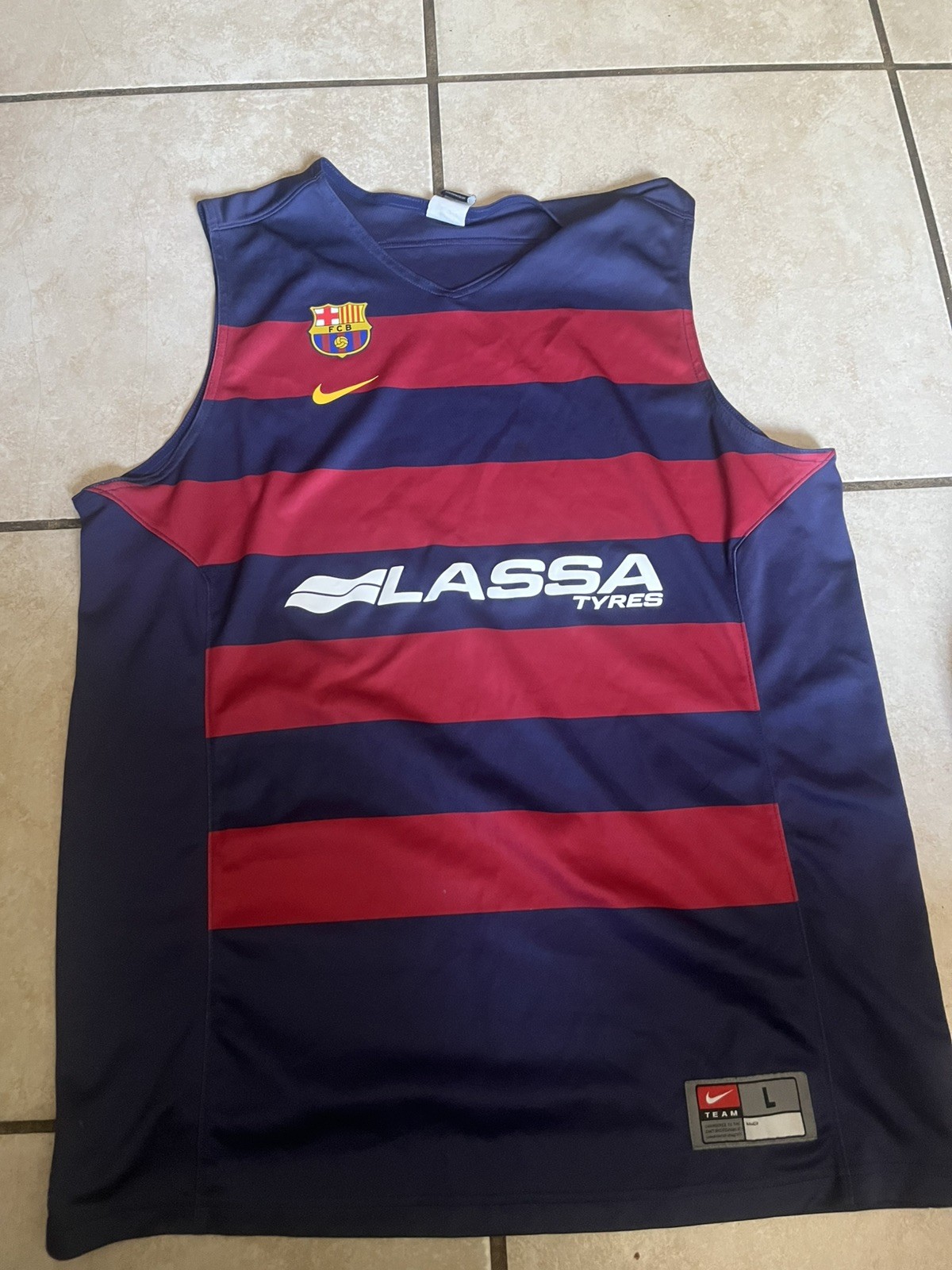 Nike Barcelona Basketball FCB Sleeveless Mens L Large Soccer Futbol Jersey Shirt