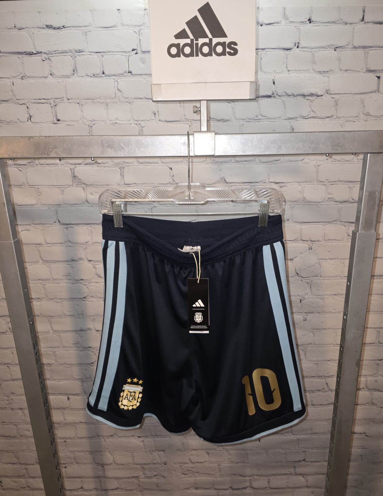 LARGE #10 MESSI AFA ARGENTINA HOME AUTHENTIC SHORTS
