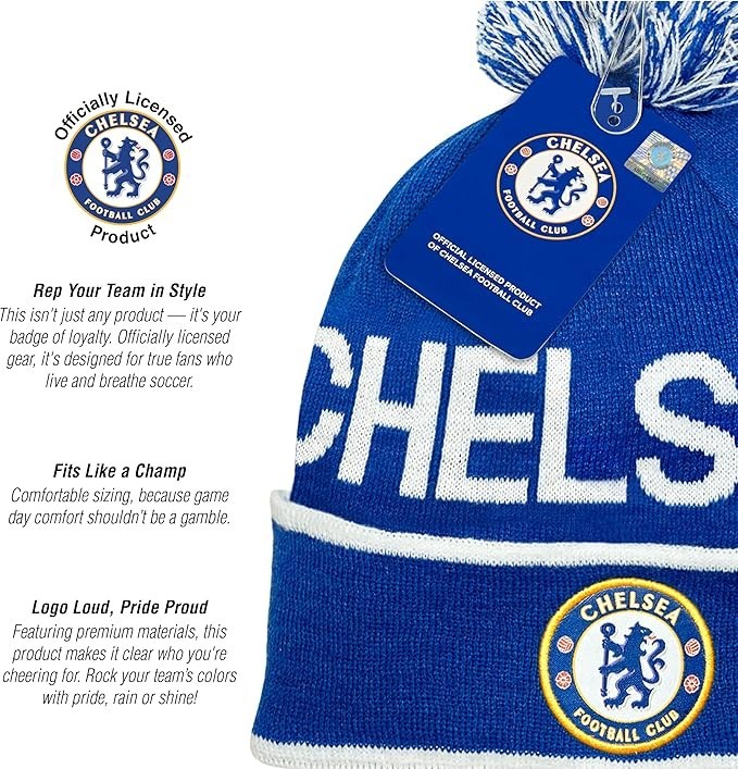 2026 Officially Licensed Chelsea Beanie – Unisex Adult – Royal Blue