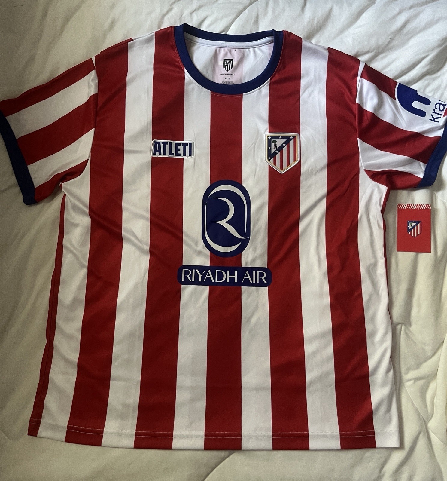 Atletico Madrid Home Jersey Men’s XL Riyadh Air Official Licensed Fan Gear (XL)
