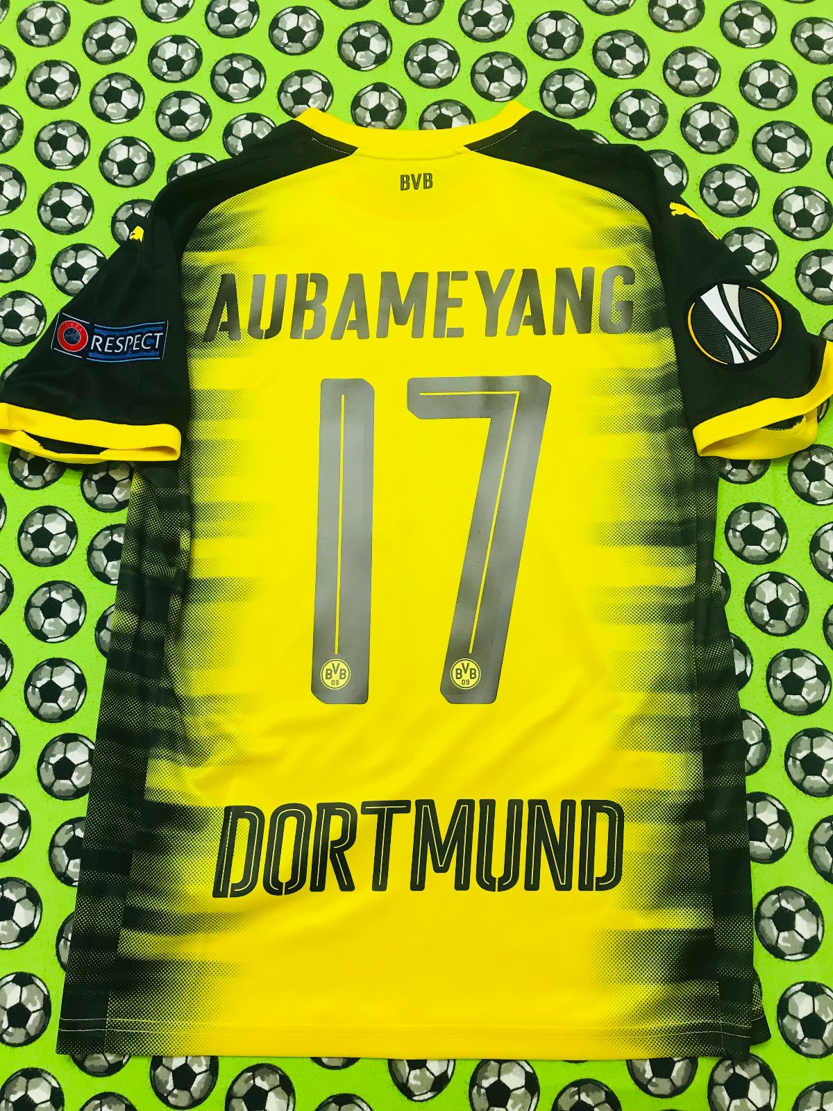 Puma Borussia Dortmund European Soccer Football Jersey 2017 2018 Aubameyang S