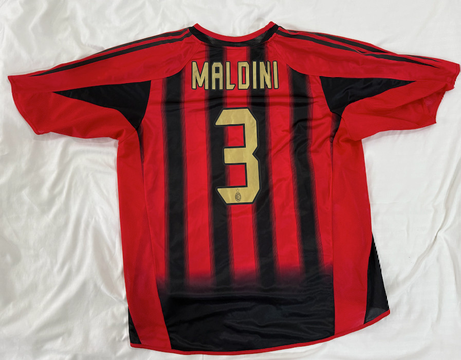 AC Milan Classic Football Shirt Jersey 2004–05 Short Sleeve Home Kit Maldini 3