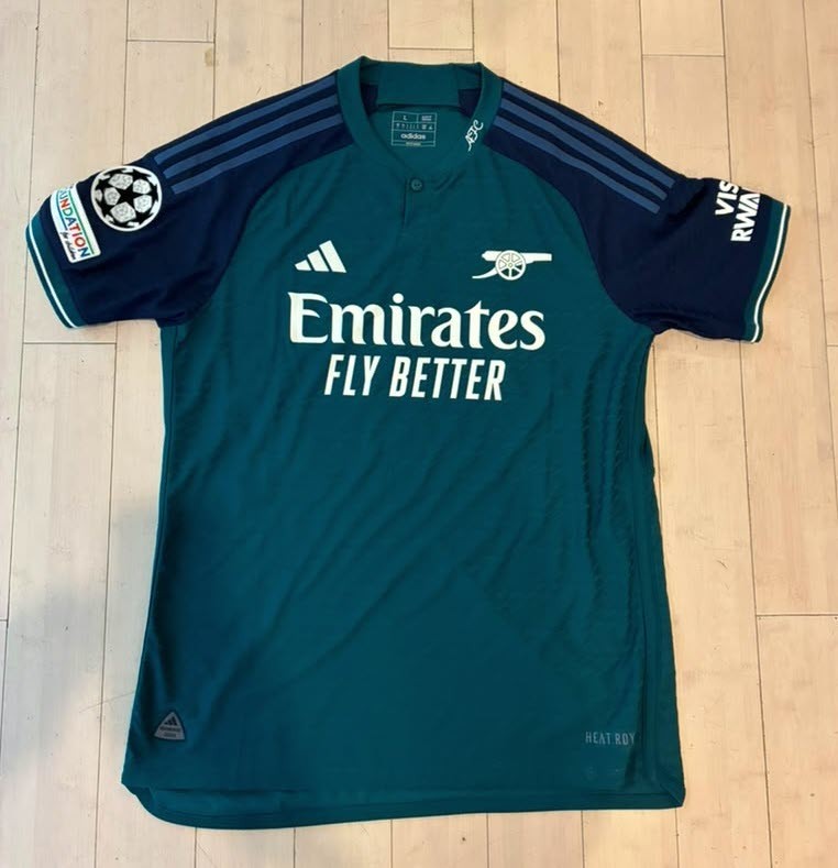 2023-24 Arsenal Authentic Third Kit – Declan Rice – Arsenal Font – LARGE