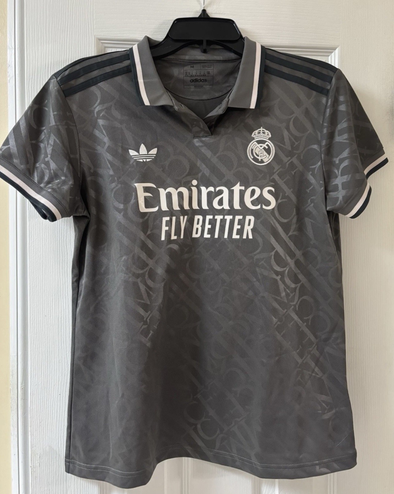 Real Madrid Adidas Originals 2024/25 Third Jersey Gray Polo Soccer Shirt Men’s M