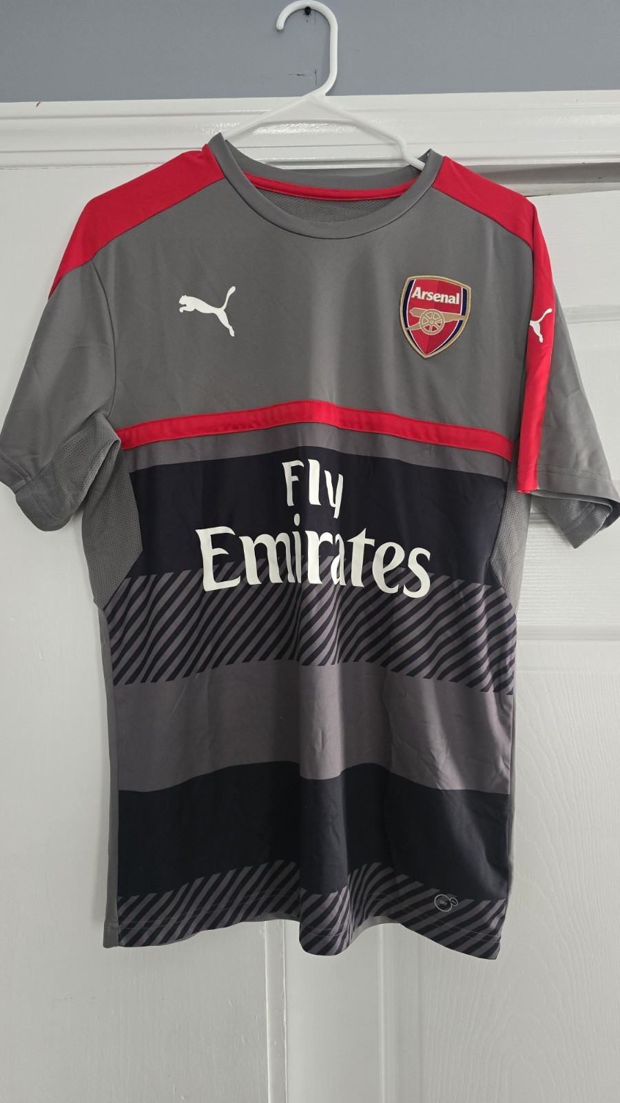 PUMA Arsenal Fly Emirates Soccer Jersey Gray/Red/Black Size L
