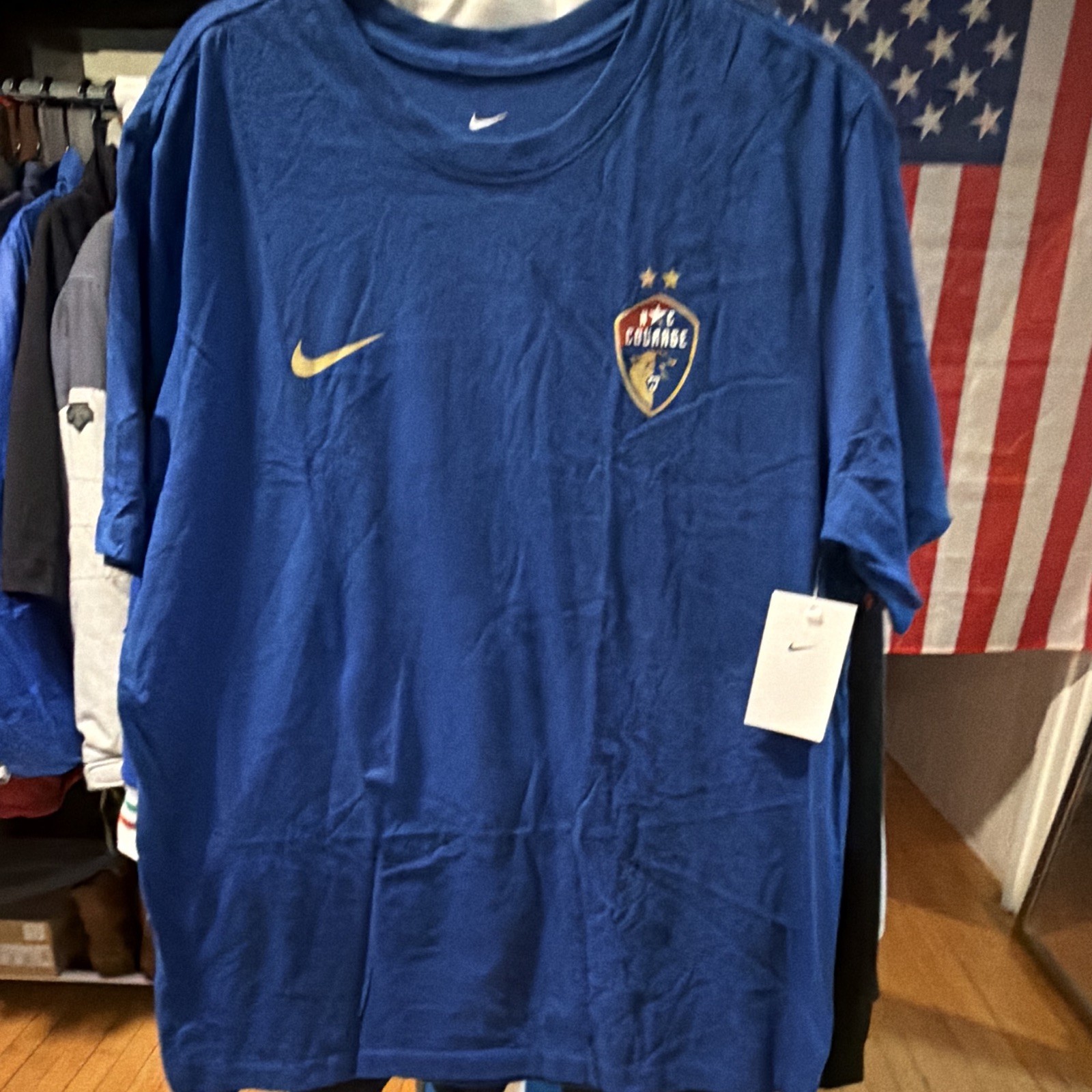 Nike The Nike Tee NC Courage Lussi #14 Blue/Gold Soccer T-Shirt Size L