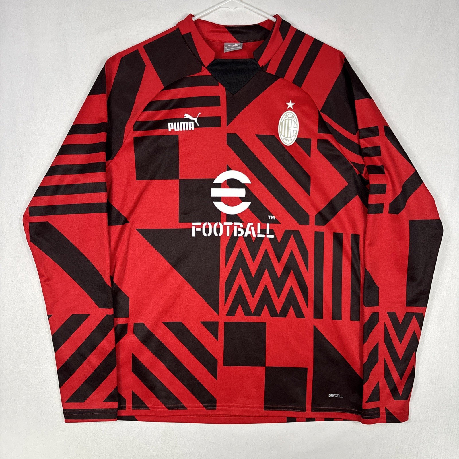 AC Milan Puma Jersey Men’s L Red 2022-23 Long Sleeve Prematch Shirt Football