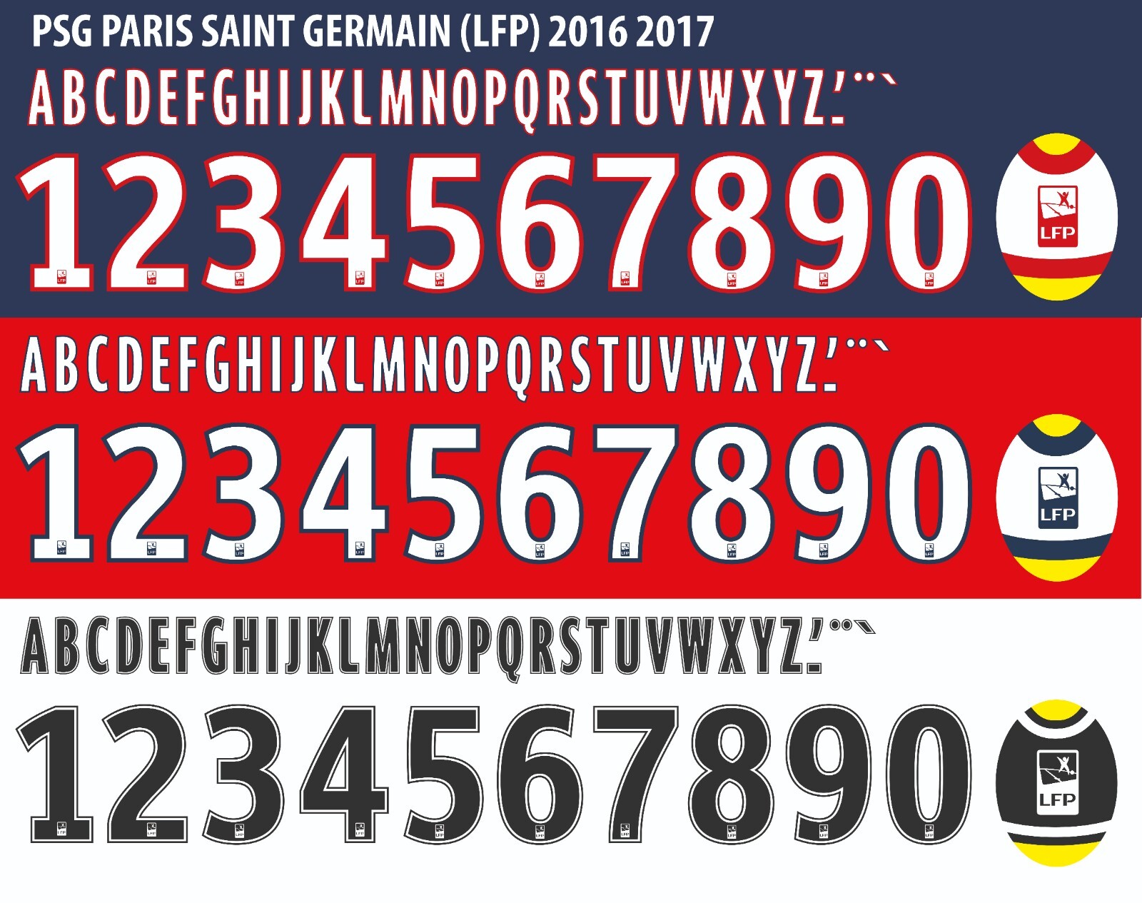 Name&Number Set For Paris Saint-Germain League 1 2016/2017 Home/Away Football