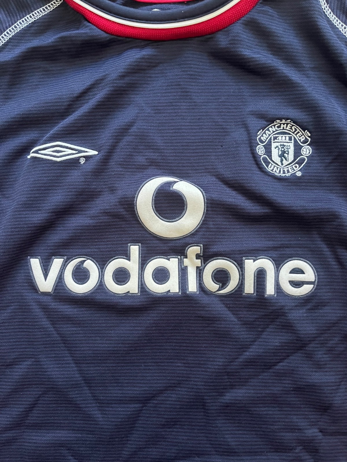 Original Vintage Manchester United 2000/01 Umbro Navy Third Football Shirt XXS