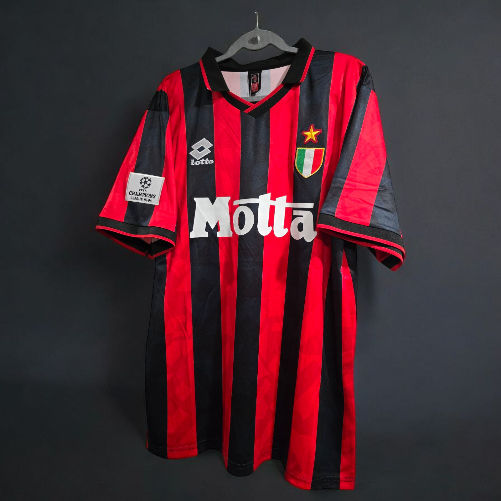 AC MILAN HOME ITALY 93/94 – RETRO – SOCCER – VAN BASTEN # 9 – LARGE (USA-Medium)