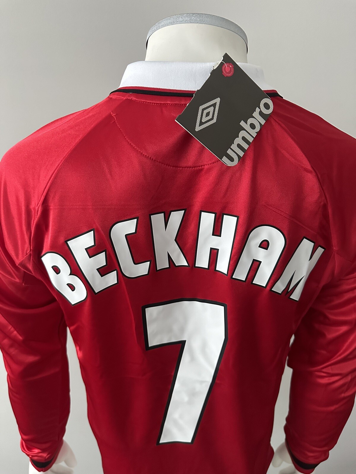 Manchester United David Beckham CL Final 1999 Long Sleeve Red Soccer Jersey – L