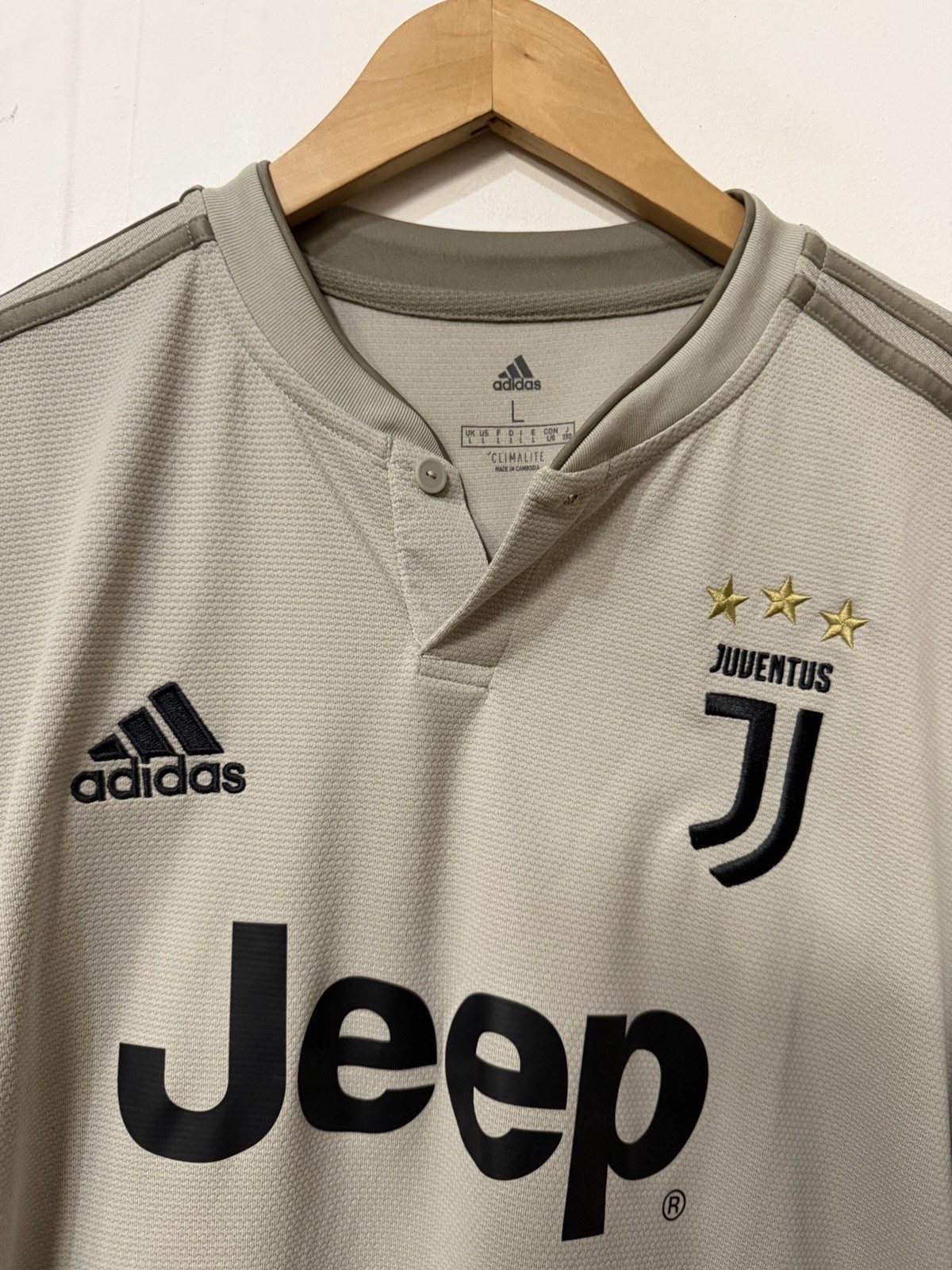 JUVENTUS 2018 2019 AWAY FOOTBALL SHIRT SOCCER JERSEY ADIDAS GRAY KEAN #18 LARGE