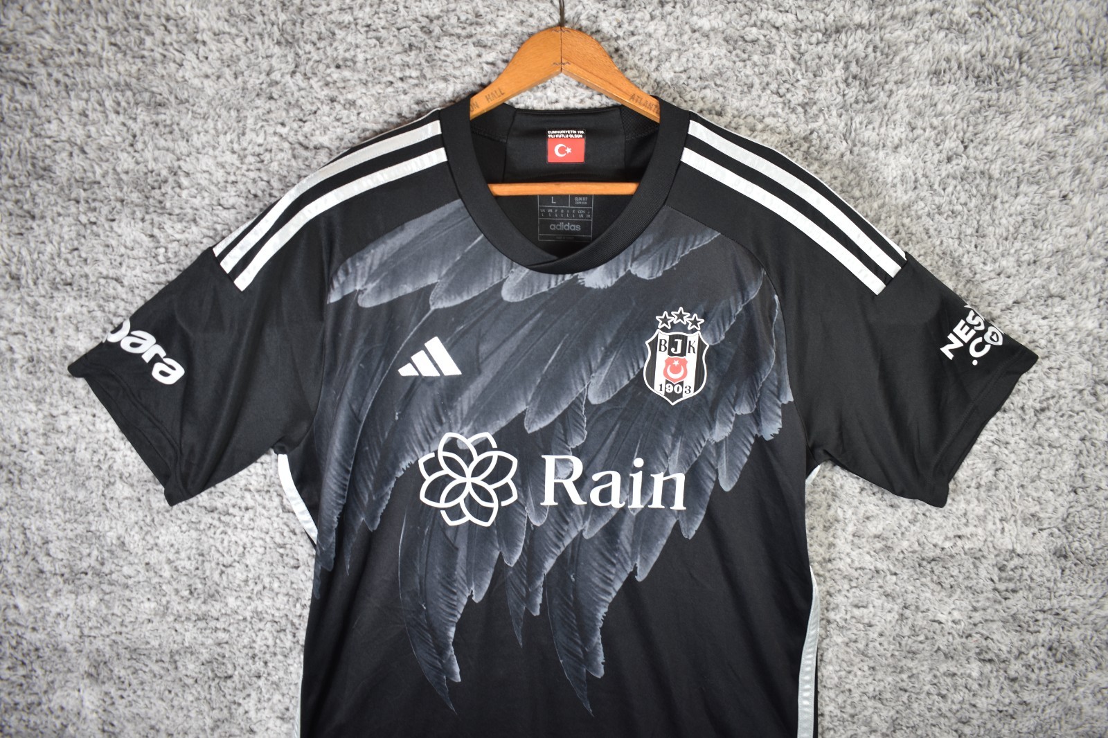 Adidas FC Besiktas 2023/2024 Away Soccer Jersey Football Black Kaya Men’s Sz L