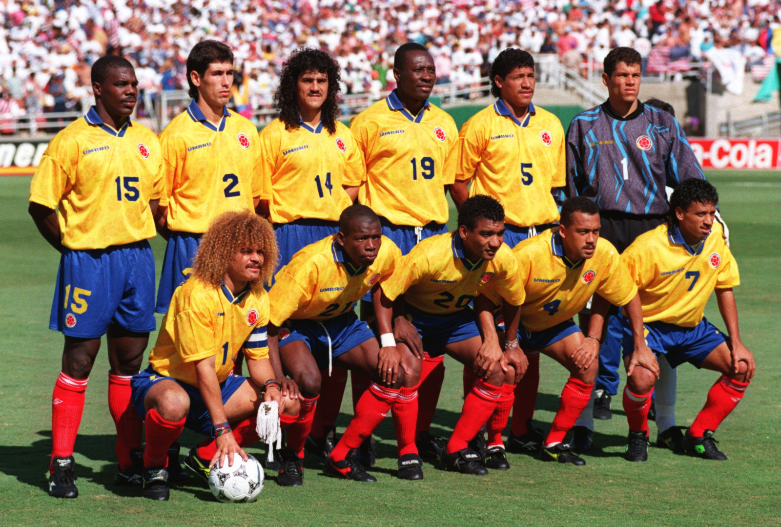 COLOMBIA Away World Cup 1994 – Retro – Soccer – VELDERRAMA – 2XL (Run Small)