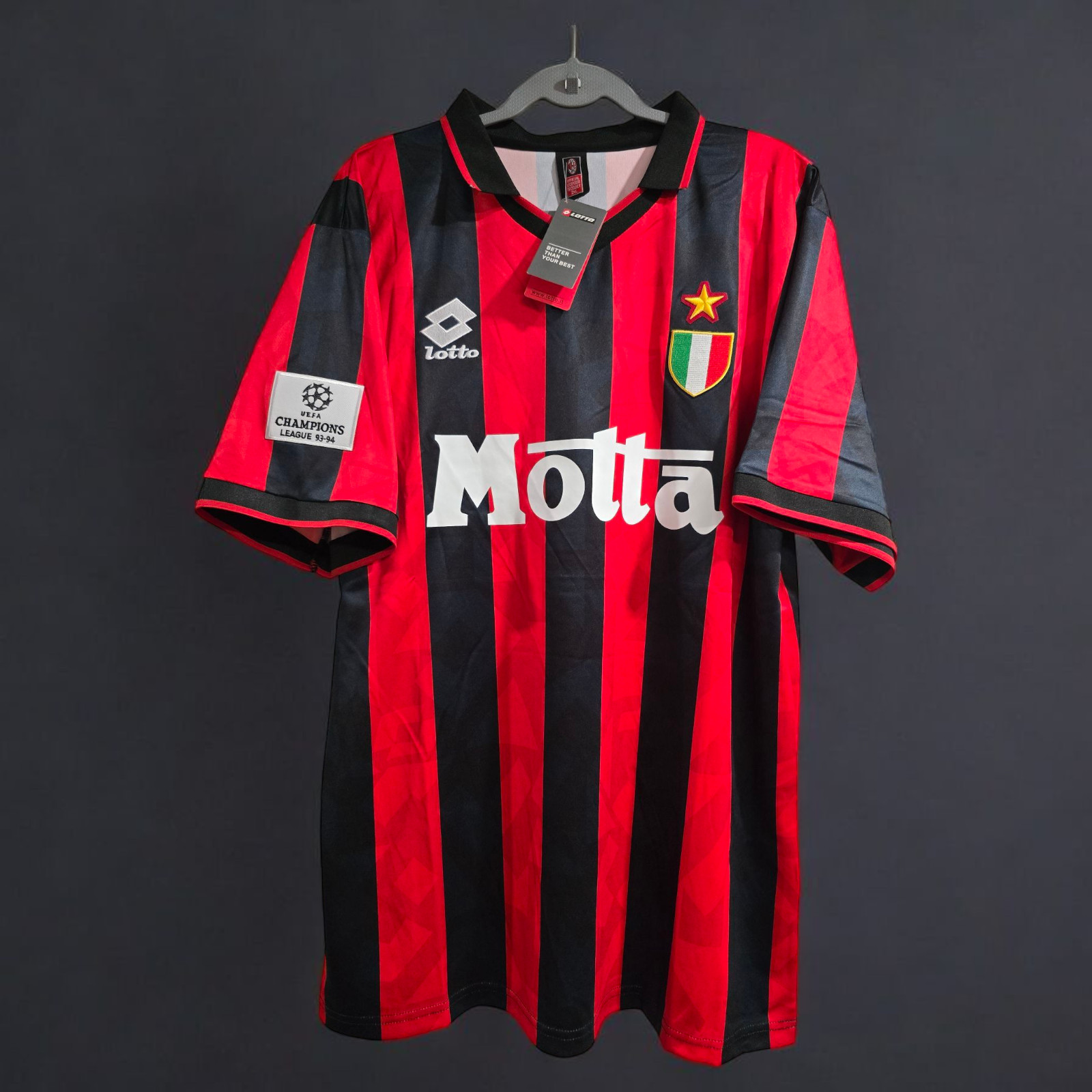 AC MILAN HOME ITALY 93/94 – RETRO – SOCCER – RED – VAN BASTEN # 9 – 2XL (USA-XL)
