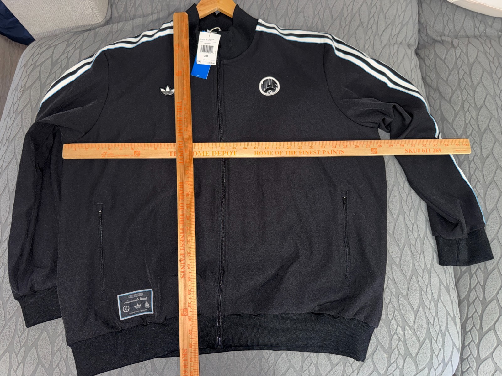Men’s 3XL Adidas Newcastle United FC Track Top Zip-Up Jacket Soccer Black JM9491