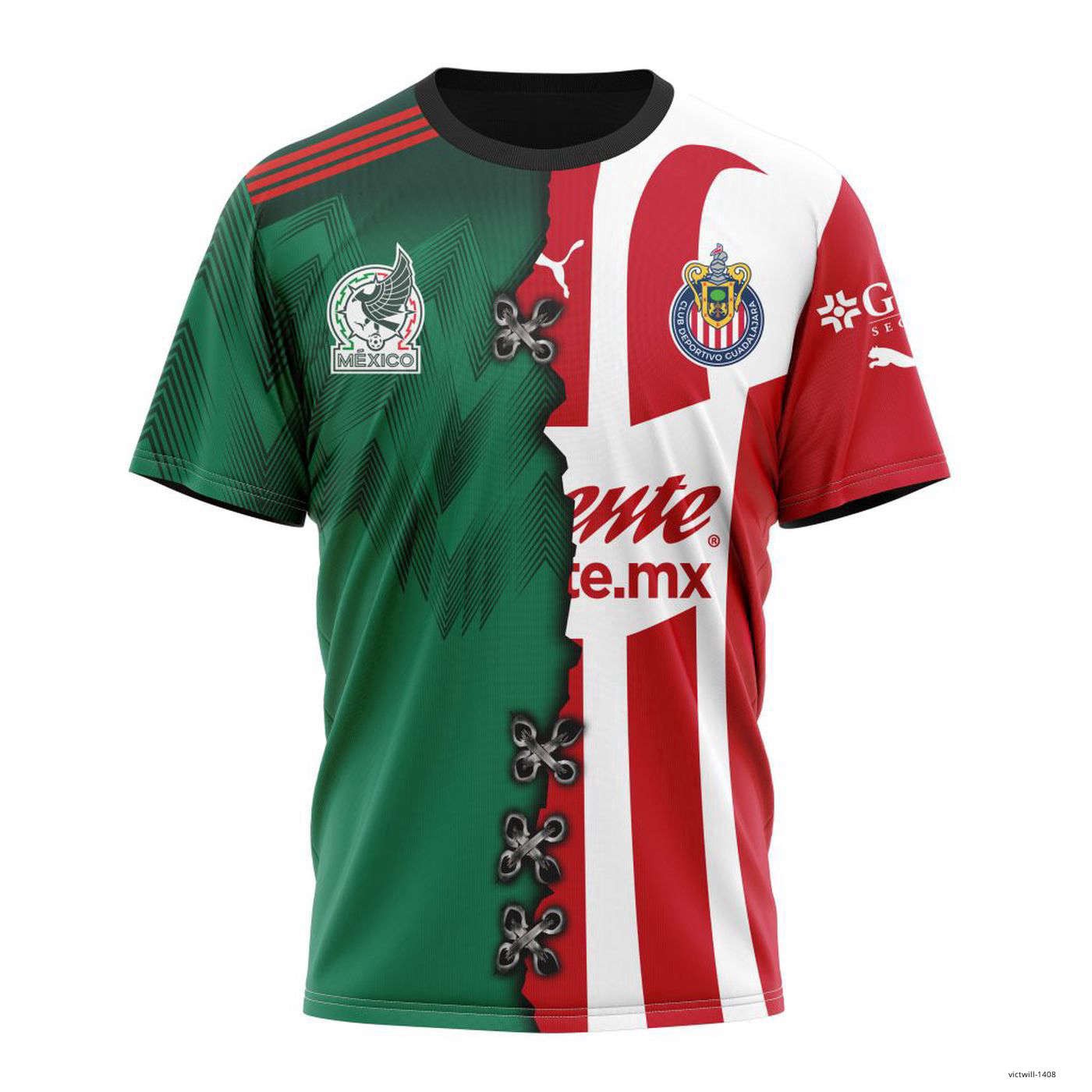 Personalized LIGA MX Chivas Guadalajara Shirt 3D Mix Mexico