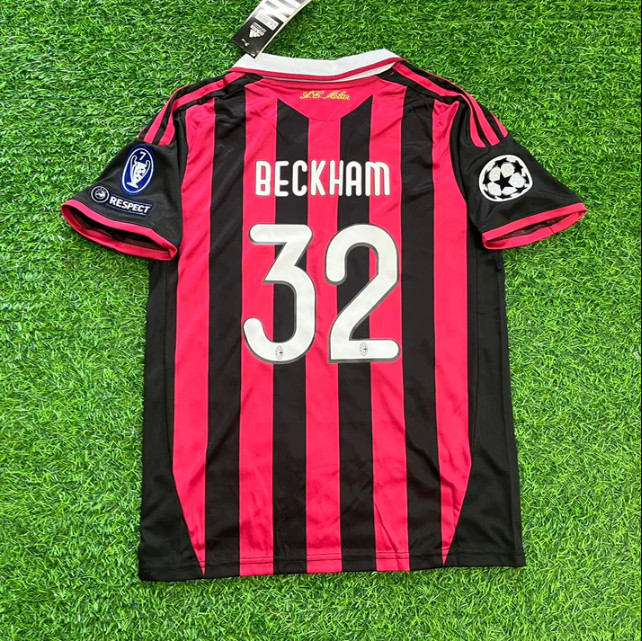 David Beckham 32 AC Milan 2009/10 UEFA Champions League Short sleeve Jersey