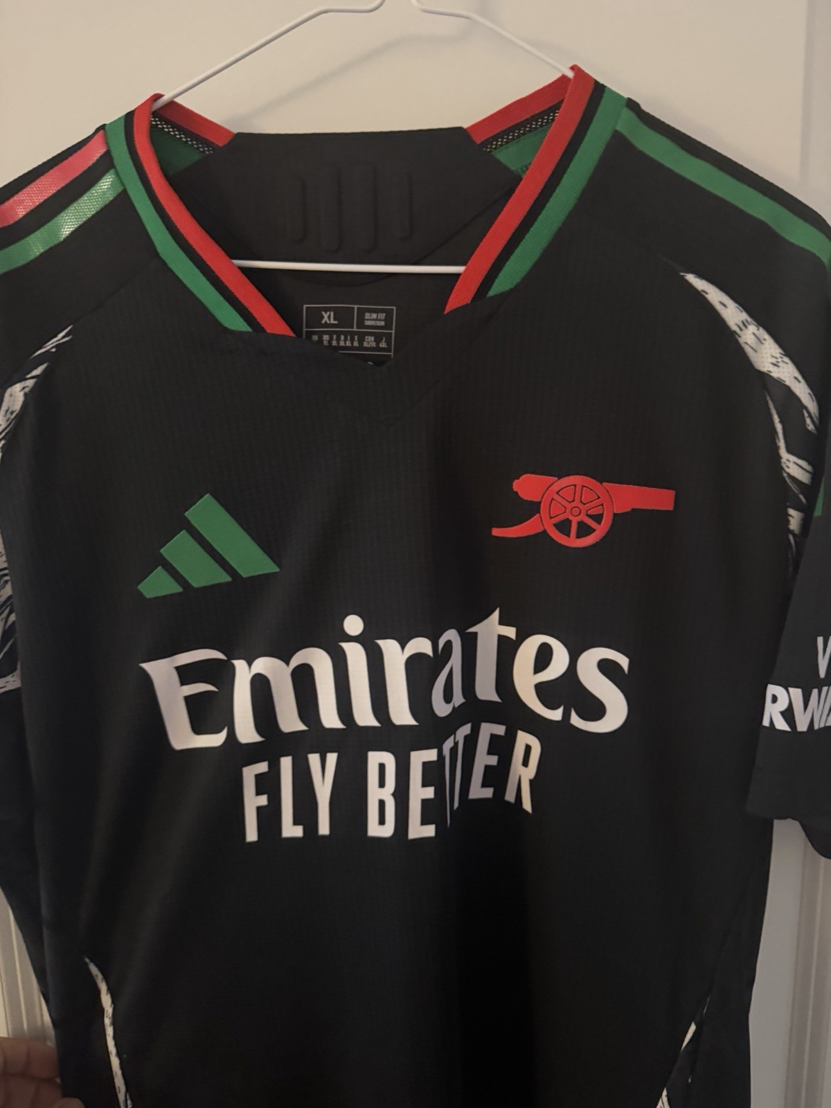 adidas Arsenal Emirates Fly Better Black Soccer Jersey Men’s XL