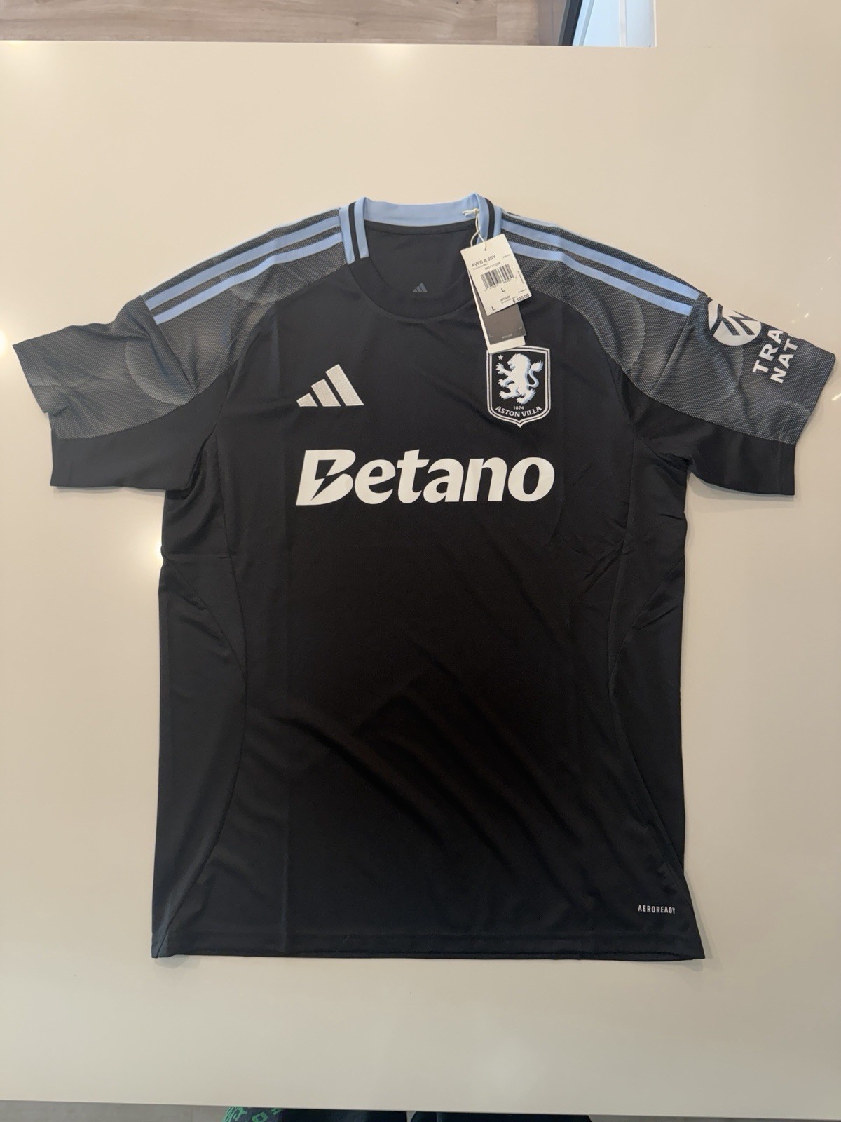 Adidas Aston Villa 25/26 Away Soccer Jersey Black/Blue JN8053 Mens Large NWT