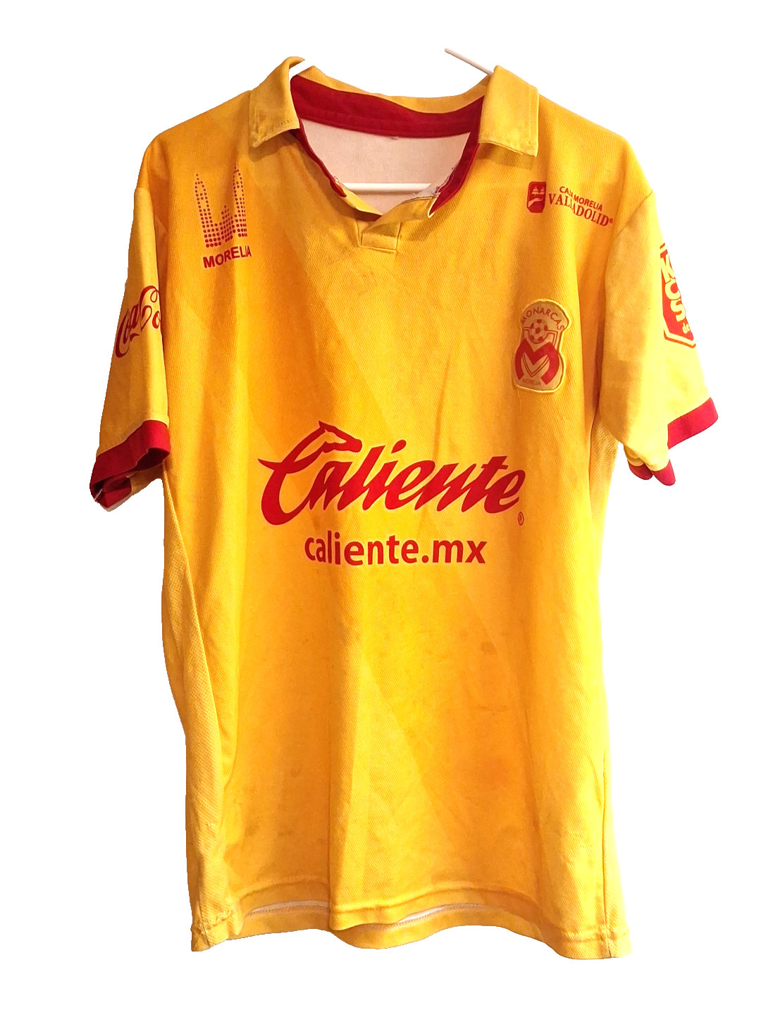 Soccer Jersey Shirt Mens Size L Yellow & Red Monarcas Corona Caliente Mexico