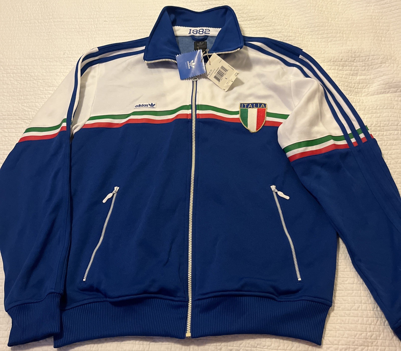 New Adidas Retro 1982 Multicolor Jacket Italy Soccer Track Jacket Top men’s L