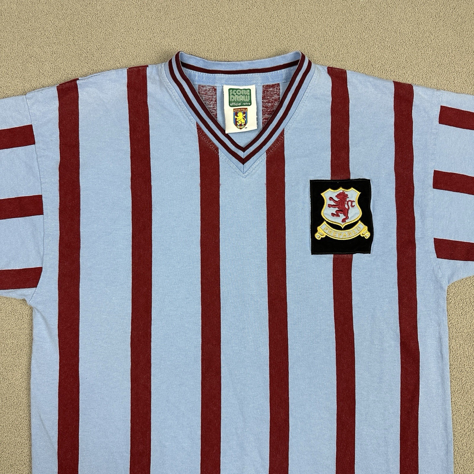Aston Villa Score Draw 1957 FA Cup REPLICA Cotton Football Shirt Mens Size M