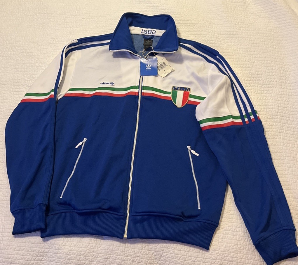 New Adidas Retro 1982 Multicolor Jacket Italy Soccer Track Jacket Top men’s L