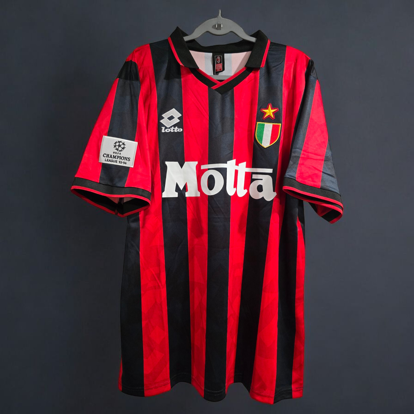 AC MILAN HOME ITALY 93/94 – RETRO – SOCCER – VAN BASTEN # 9 – LARGE (USA-Medium)