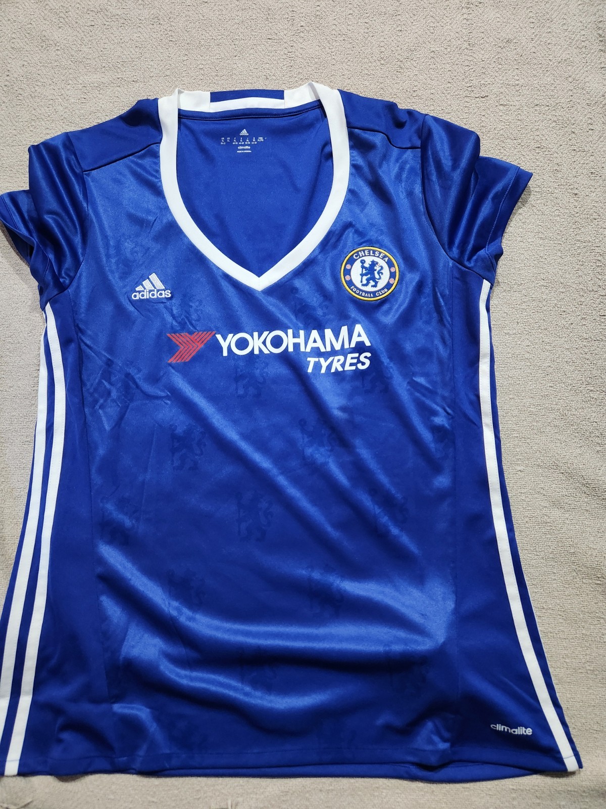 adidas Chelsea FC Soccer Jersey Shirt XL Blue/White Climalite Yokohama Sponsor