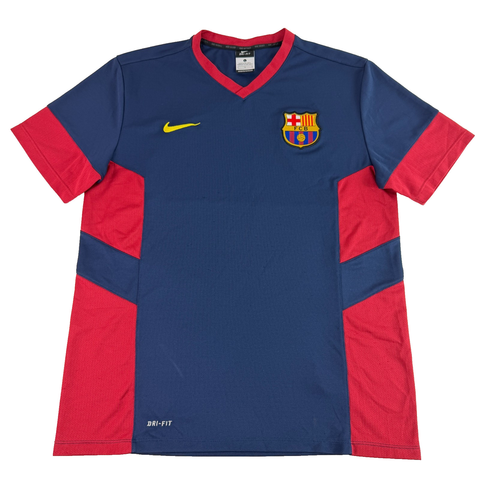 Nike Dri Fit Mens FC Barcelona Soccer Jersey Blue Red Training Embroidered Large