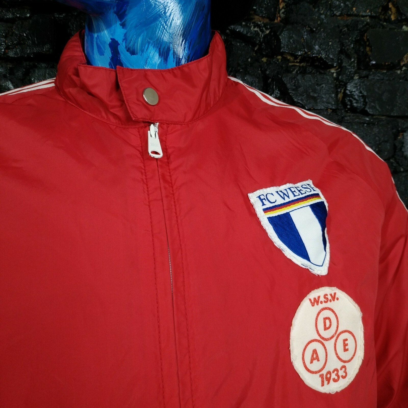 FC Weesp Vintage Training Jacket With Zipped With Hood Adidas Nylon Mens Size L