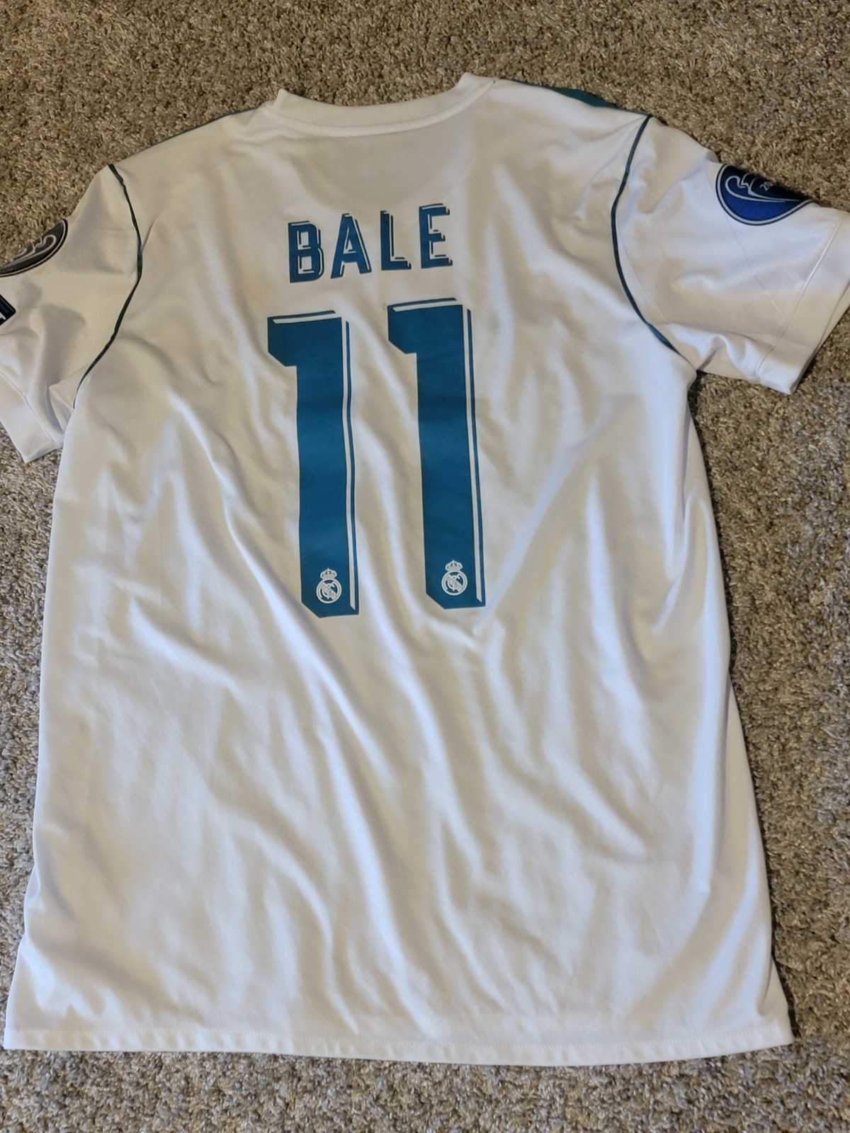 Gareth Bale Real Madrid 2017-18 Home Jersey Champions League Size L
