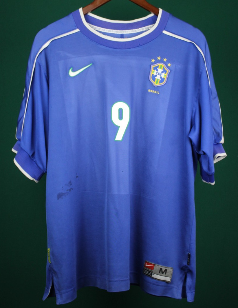 Brazil National Team Authentic Nike Jersey Size Medium 1998 #9 RONALDO