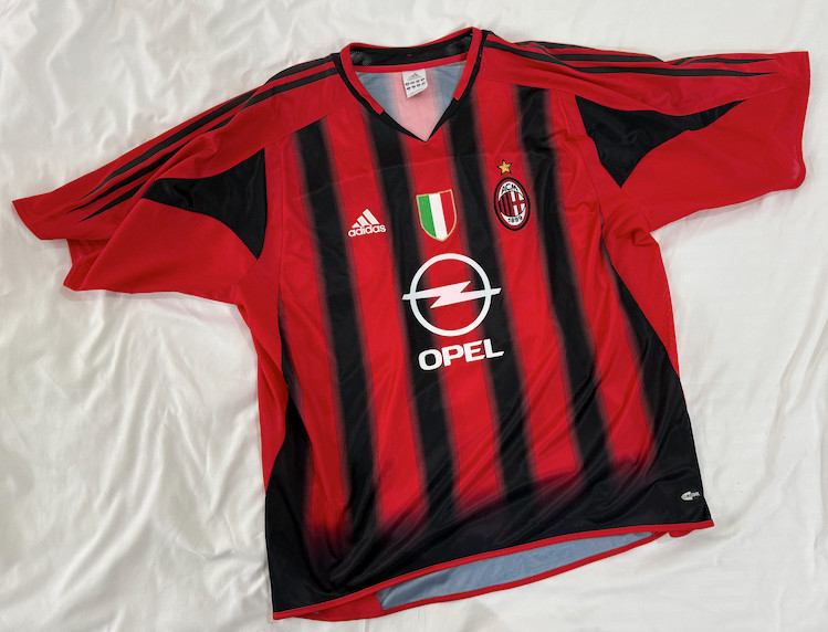 AC Milan Classic Football Shirt Jersey 2004–05 Short Sleeve Home Kit Maldini 3