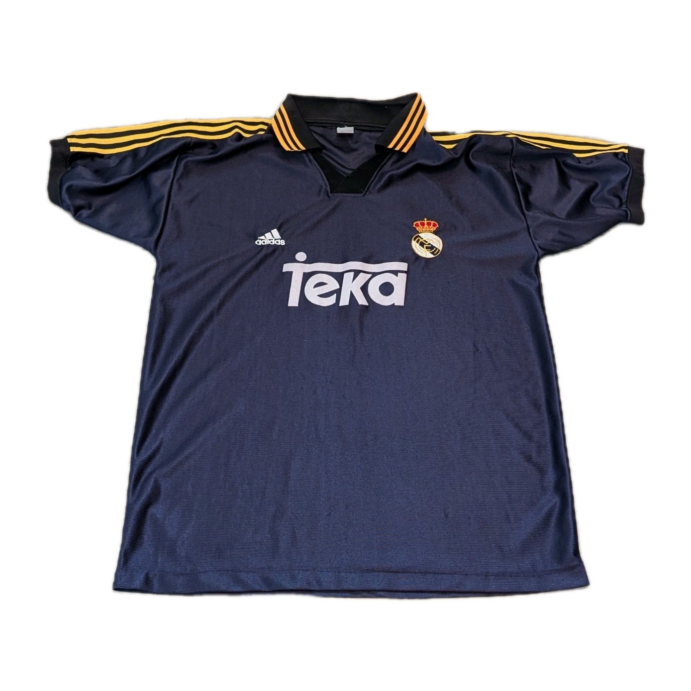 Vintage Real Madrid Teka Embroidered Patches Soccer Jersey Blue Men’s Size Large