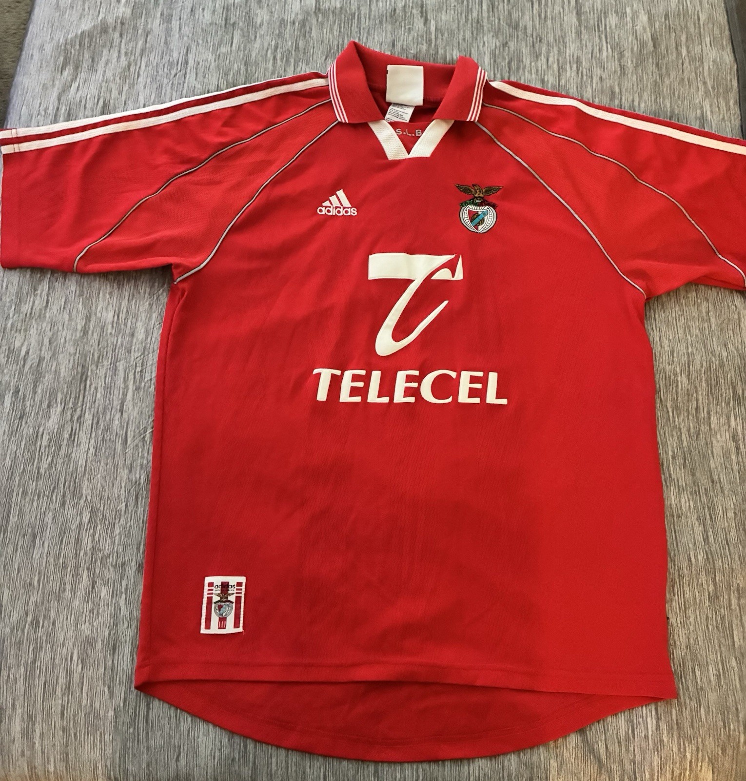 Vintage 1999-2000 Adidas Benfica Telecel Sponsor Jersey Shirt